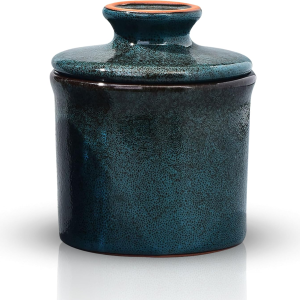 Pottery Butter Keeper Crock - Ceramic Butter Dish with Water Line for Countertop